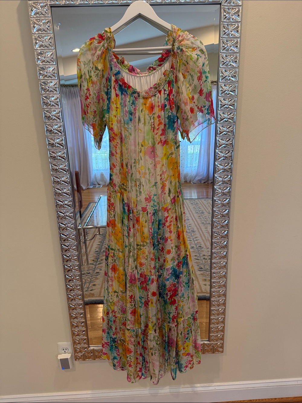 Floral Multi-Color silk blend Maxi Dress New without tags